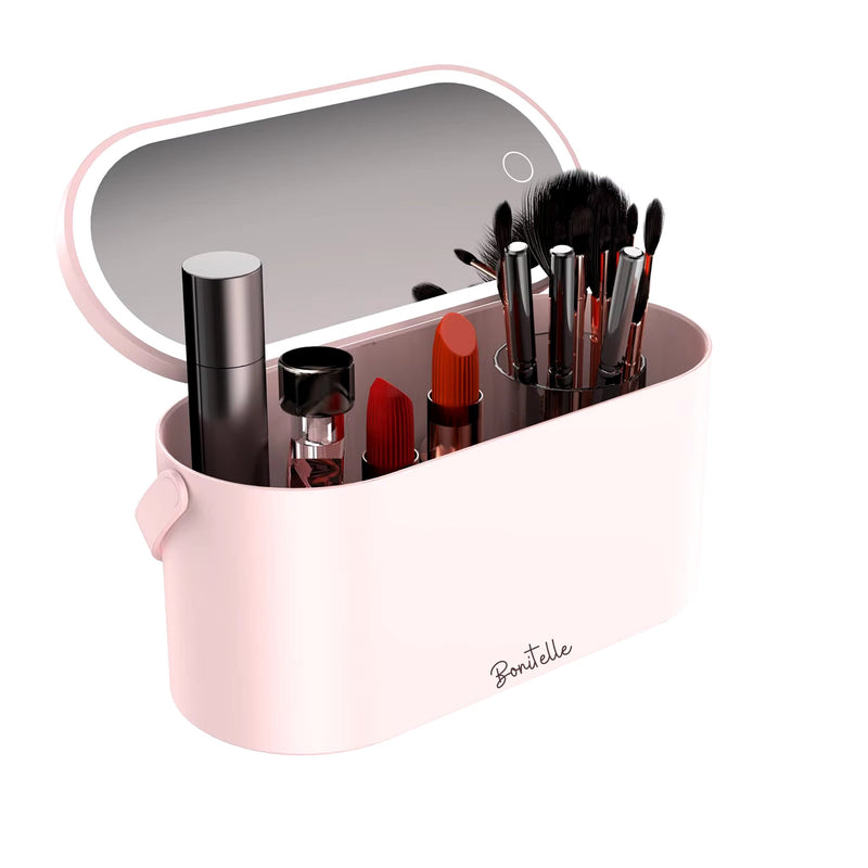 Portable Makeup Organizer Box with LED Light Mirror - Bonitelle Beauty